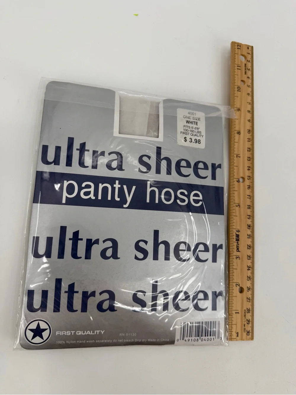 Ultra Sheer Pantyhose One Size White VTG 100% Nylon SEALED